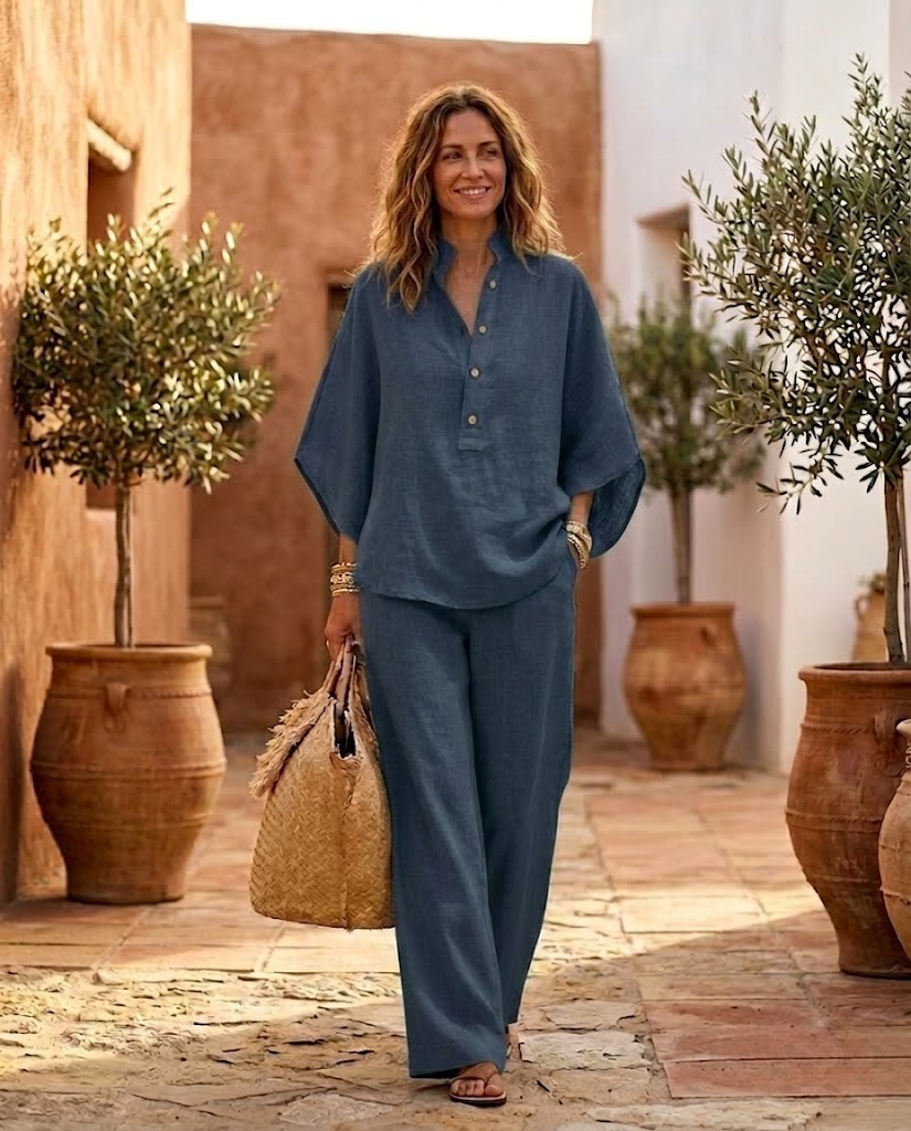 Mariel | Cotton Linen Batwing Set
